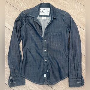 Frank & Eileen Barry- Dark Blue Chambray Button Down XXS